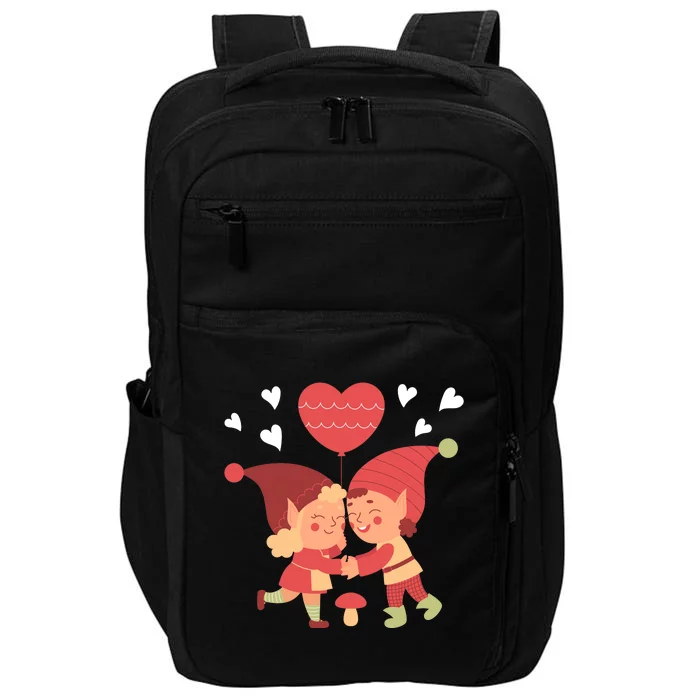 Gnomes In Love Holding Onto A Heart Balloon Happy Valentines Day Impact Tech Backpack