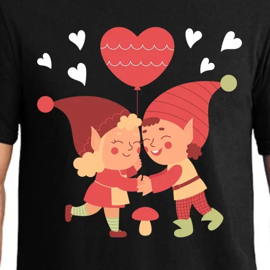 Gnomes In Love Holding Onto A Heart Balloon Happy Valentines Day Pajama Set