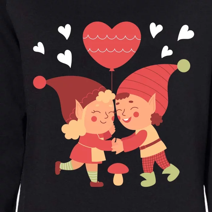 Gnomes In Love Holding Onto A Heart Balloon Happy Valentines Day Womens California Wash Sweatshirt