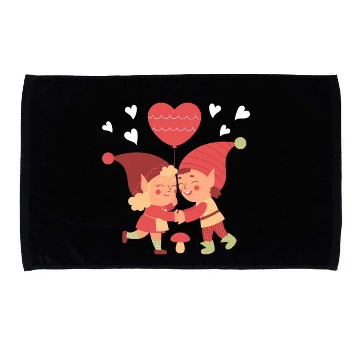 Gnomes In Love Holding Onto A Heart Balloon Happy Valentines Day Microfiber Hand Towel