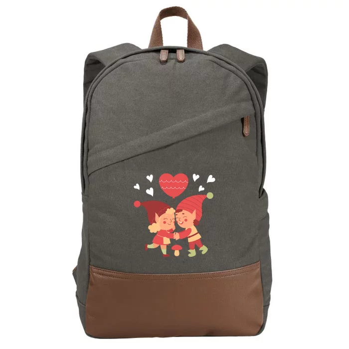 Gnomes In Love Holding Onto A Heart Balloon Happy Valentines Day Cotton Canvas Backpack