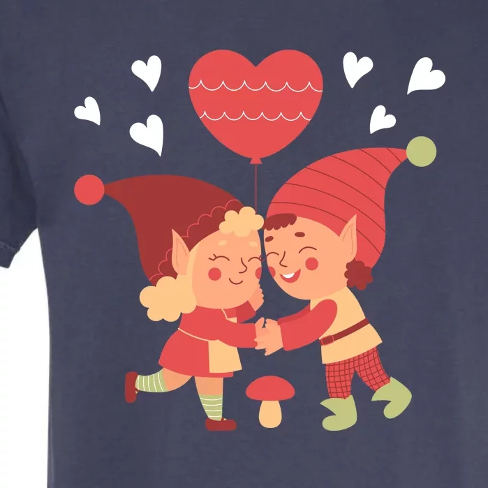 Gnomes In Love Holding Onto A Heart Balloon Happy Valentines Day Garment-Dyed Heavyweight T-Shirt