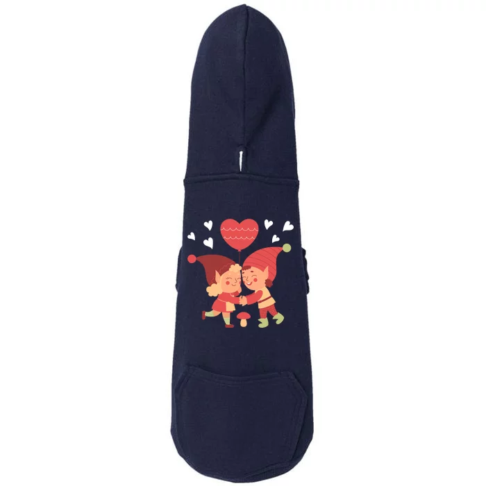 Gnomes In Love Holding Onto A Heart Balloon Happy Valentines Day Doggie 3-End Fleece Hoodie