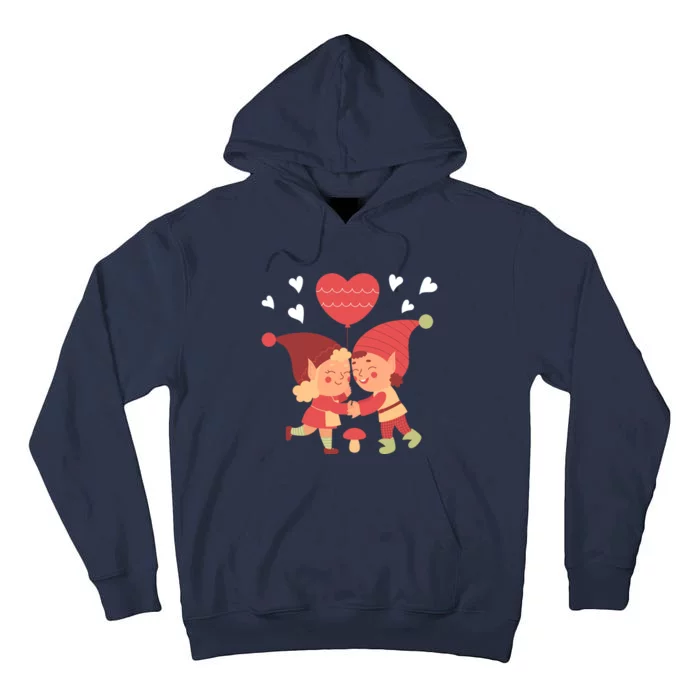 Gnomes In Love Holding Onto A Heart Balloon Happy Valentines Day Tall Hoodie