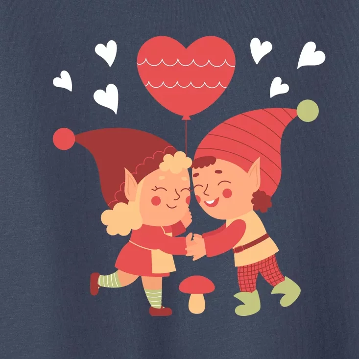 Gnomes In Love Holding Onto A Heart Balloon Happy Valentines Day Toddler T-Shirt