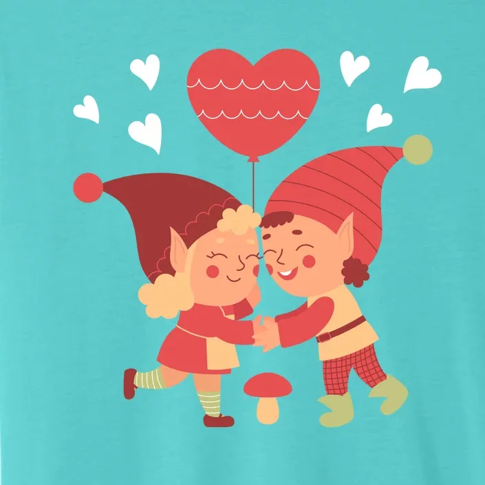 Gnomes In Love Holding Onto A Heart Balloon Happy Valentines Day ChromaSoft Performance T-Shirt