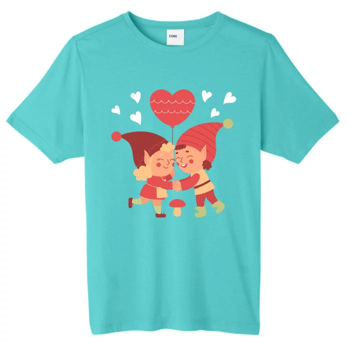 Gnomes In Love Holding Onto A Heart Balloon Happy Valentines Day ChromaSoft Performance T-Shirt