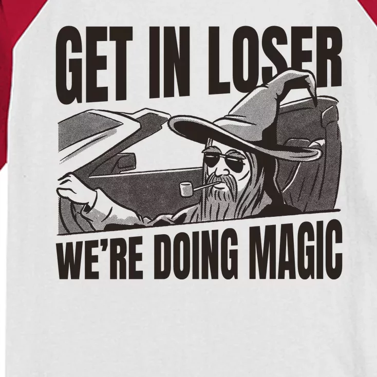 Get In Loser We're Doing Magic Wizard Parody Retro Kids Colorblock Raglan Jersey