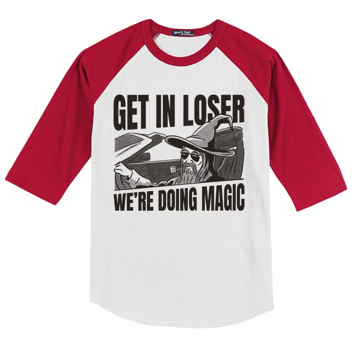 Get In Loser We're Doing Magic Wizard Parody Retro Kids Colorblock Raglan Jersey