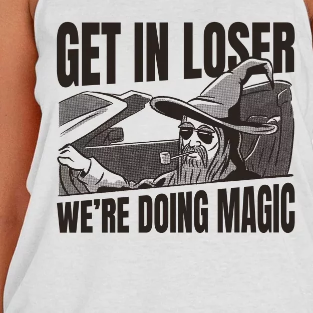 Get In Loser We're Doing Magic Wizard Parody Retro Women's Knotted Racerback Tank