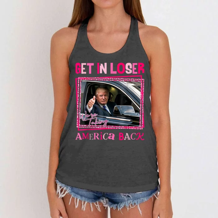 Get In Loser America Back Donald Trump 2024 Take America Back Usa United States Women's Knotted Racerback Tank