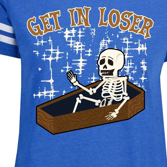 Get In Loser Funny Skeleton Halloween Enza Ladies Jersey Football T-Shirt