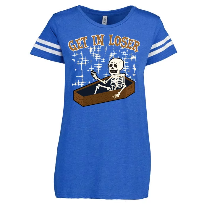 Get In Loser Funny Skeleton Halloween Enza Ladies Jersey Football T-Shirt