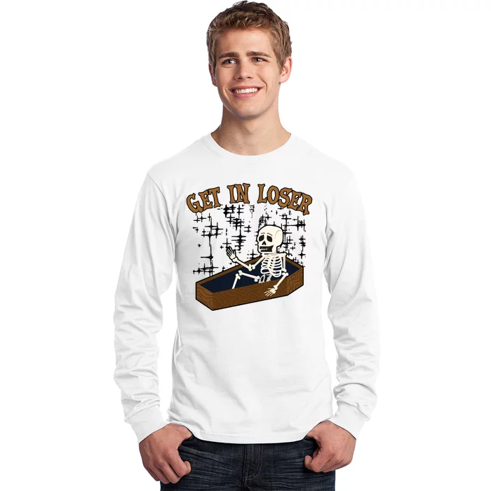 Get In Loser Funny Skeleton Halloween Long Sleeve Shirt