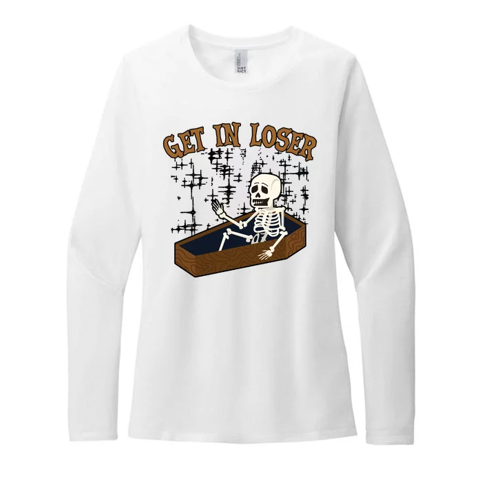 Get In Loser Funny Skeleton Halloween Womens CVC Long Sleeve Shirt