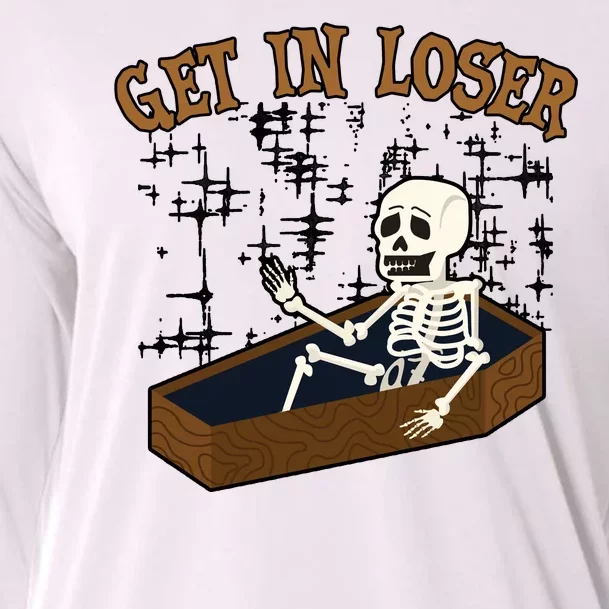 Get In Loser Funny Skeleton Halloween Cooling Performance Long Sleeve Crew