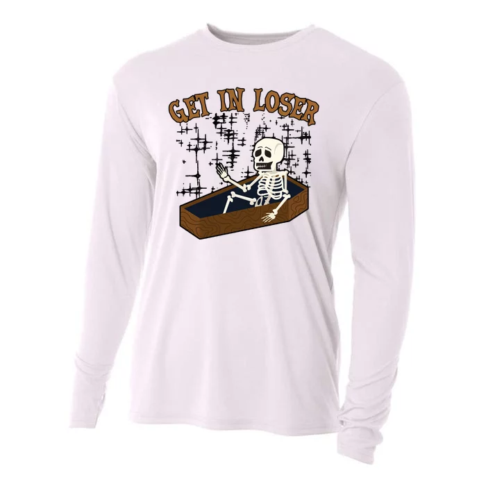 Get In Loser Funny Skeleton Halloween Cooling Performance Long Sleeve Crew