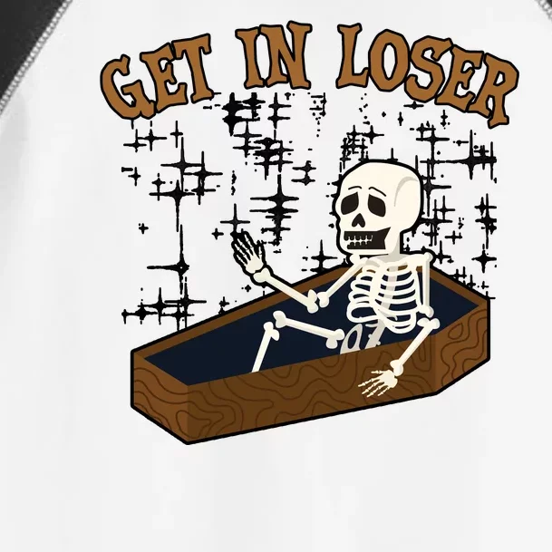 Get In Loser Funny Skeleton Halloween Toddler Fine Jersey T-Shirt