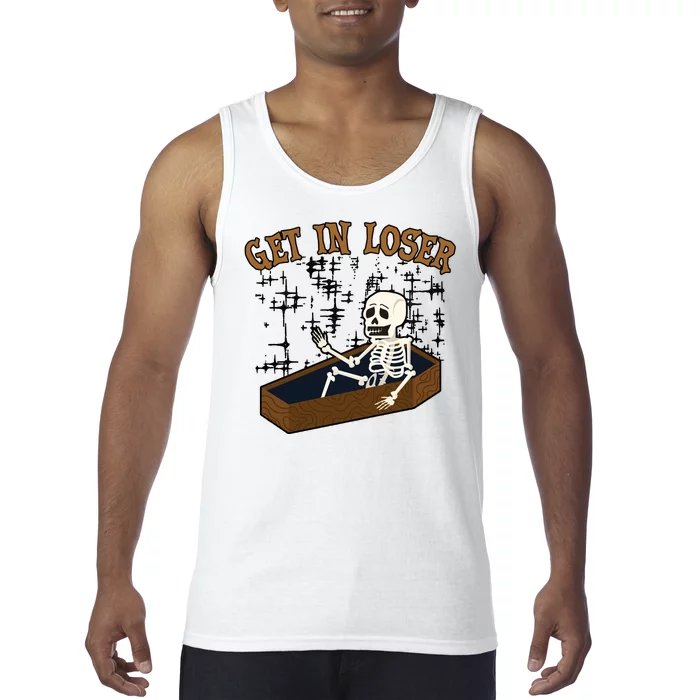 Get In Loser Funny Skeleton Halloween Tank Top