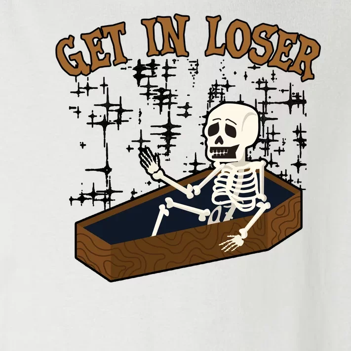 Get In Loser Funny Skeleton Halloween Toddler Long Sleeve Shirt