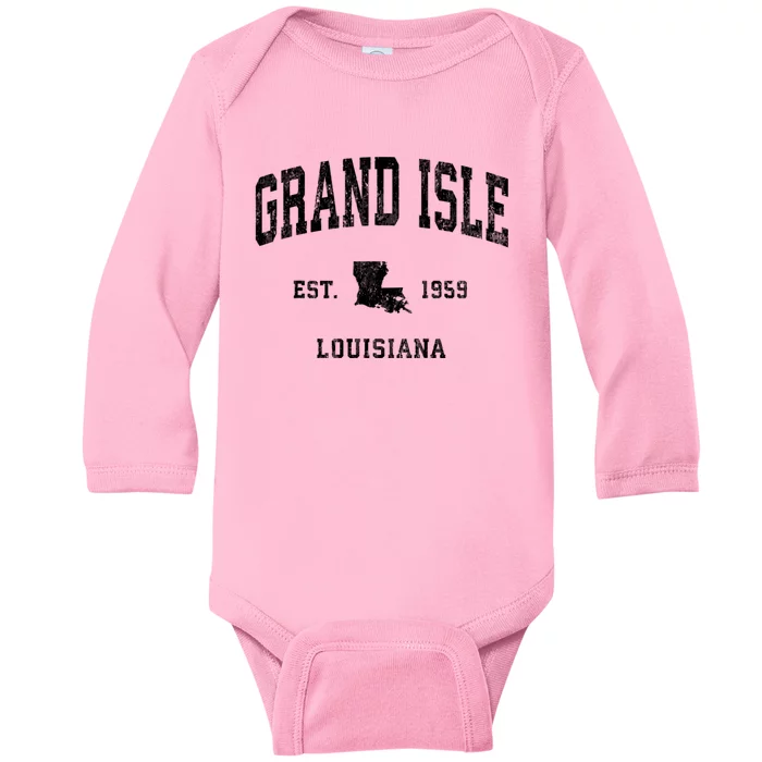 Grand Isle Louisiana La Vintage Athletic Baby Long Sleeve Bodysuit