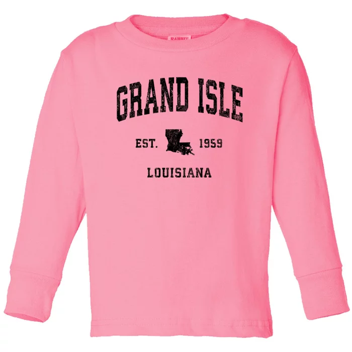 Grand Isle Louisiana La Vintage Athletic Toddler Long Sleeve Shirt