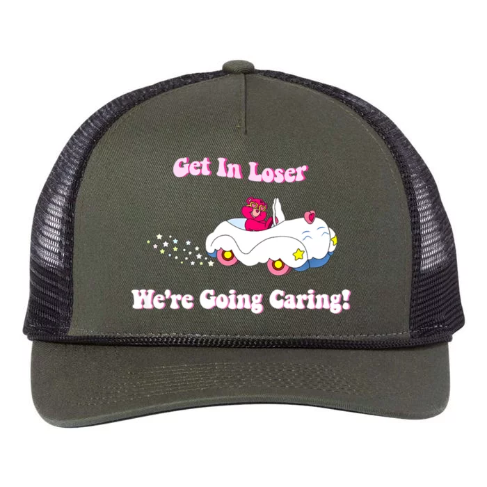 Get In Loser, We're Going Caring Funny Bear Retro Rope Trucker Hat Cap