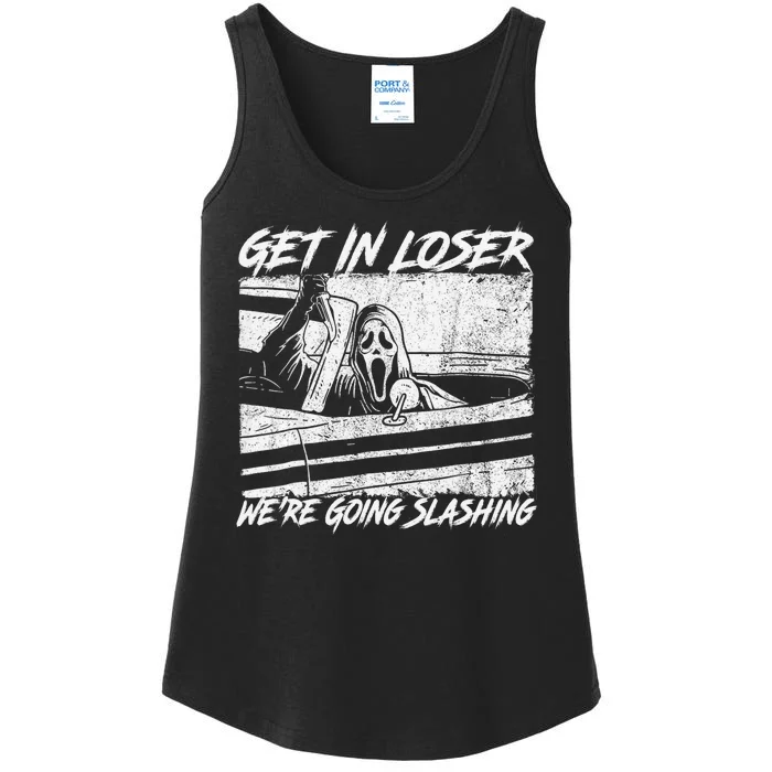 Get In Loser WeRe Going Slashing Horror Halloween Character Ladies Essential Tank