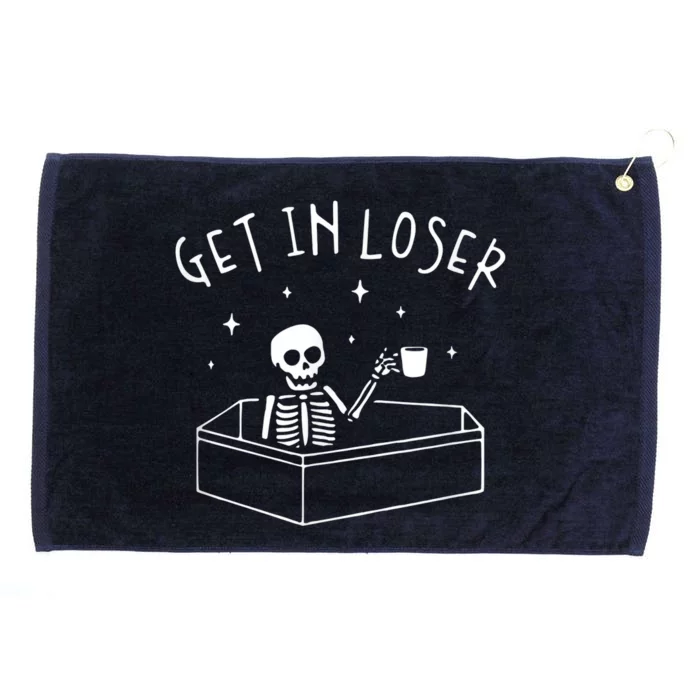 Get In Loser Skeleton In Coffin Spooky Halloween Grommeted Golf Towel