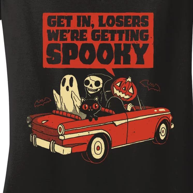 Get In Losers We're Getting Spooky Hallowen Women's V-Neck T-Shirt