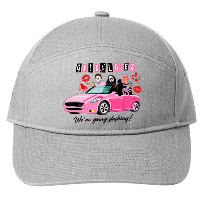 Get In Loser Were Going Slashing Pink Car Horror Character 7-Panel Snapback Hat