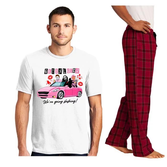 Get In Loser Were Going Slashing Pink Car Horror Character Pajama Set