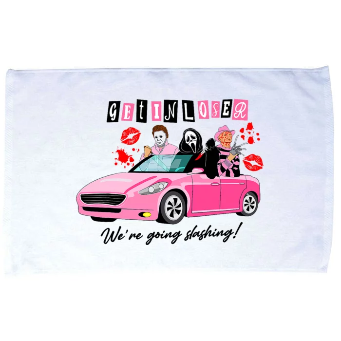 Get In Loser Were Going Slashing Pink Car Horror Character Microfiber Hand Towel