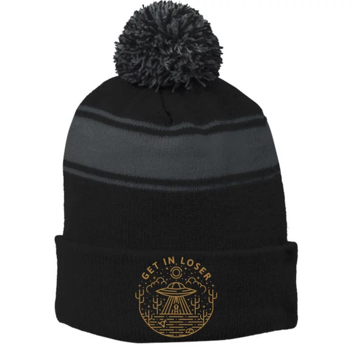 Get In Loser Stripe Pom Pom Beanie