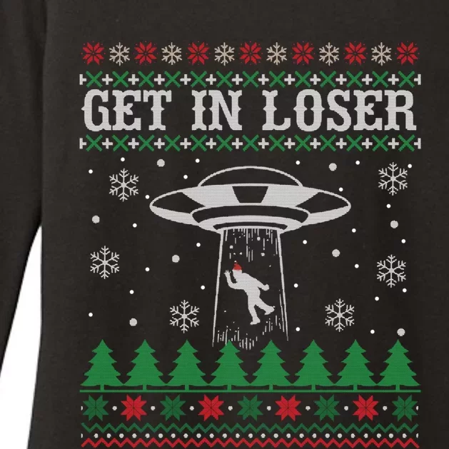 Get In Loser Alien Ugly Christmas Funny Gift Meaningful Gift Womens CVC Long Sleeve Shirt