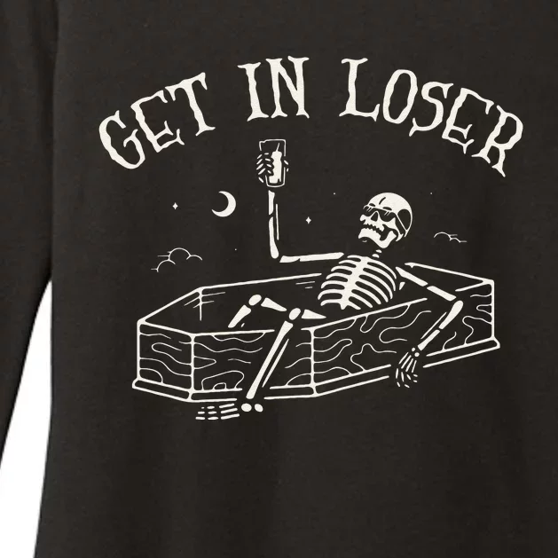 Get In Loser Skeleton In Coffin Spooky Halloween Costume Sweat Womens CVC Long Sleeve Shirt