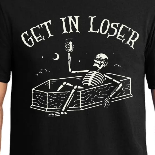 Get In Loser Skeleton In Coffin Spooky Halloween Costume Sweat Pajama Set