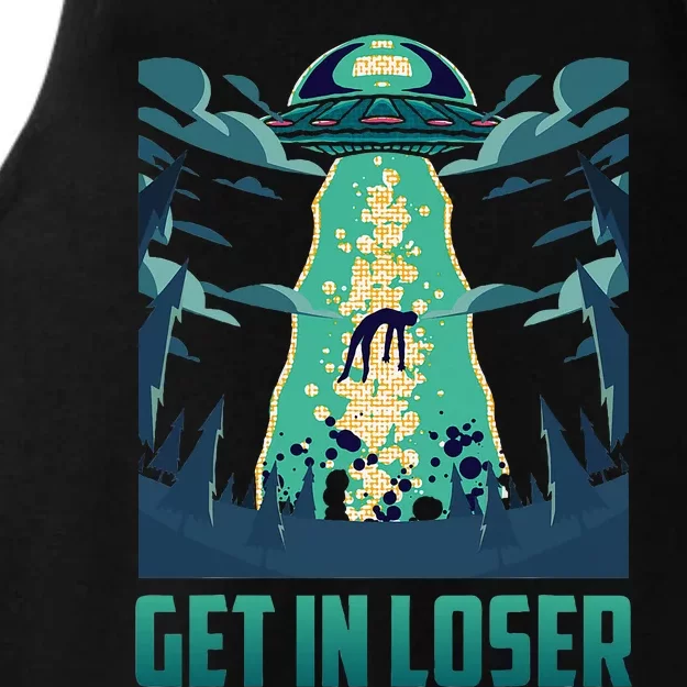 Get In Loser Funny Ufo Alien Ladies Tri-Blend Wicking Tank