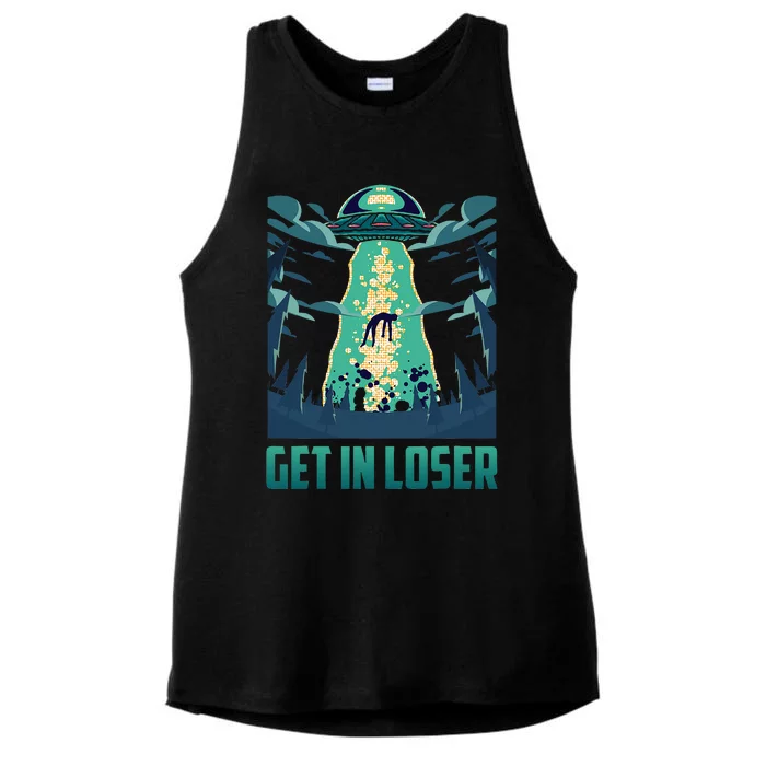 Get In Loser Funny Ufo Alien Ladies Tri-Blend Wicking Tank