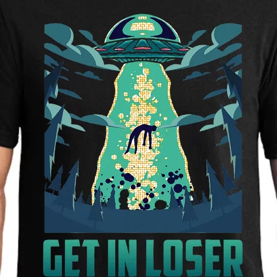 Get In Loser Funny Ufo Alien Pajama Set