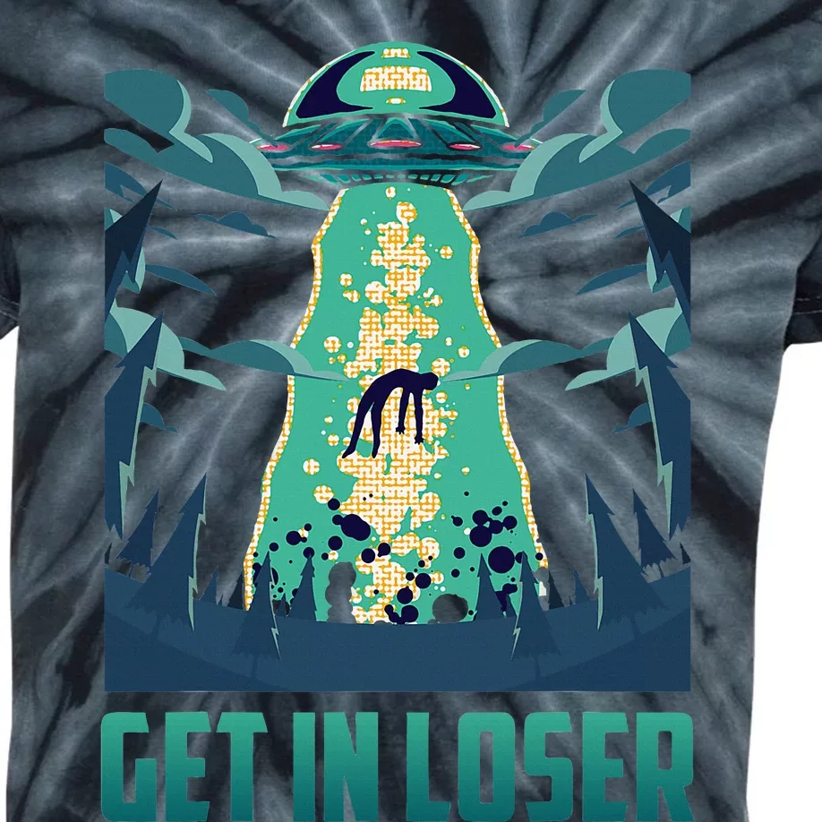 Get In Loser Funny Ufo Alien Kids Tie-Dye T-Shirt