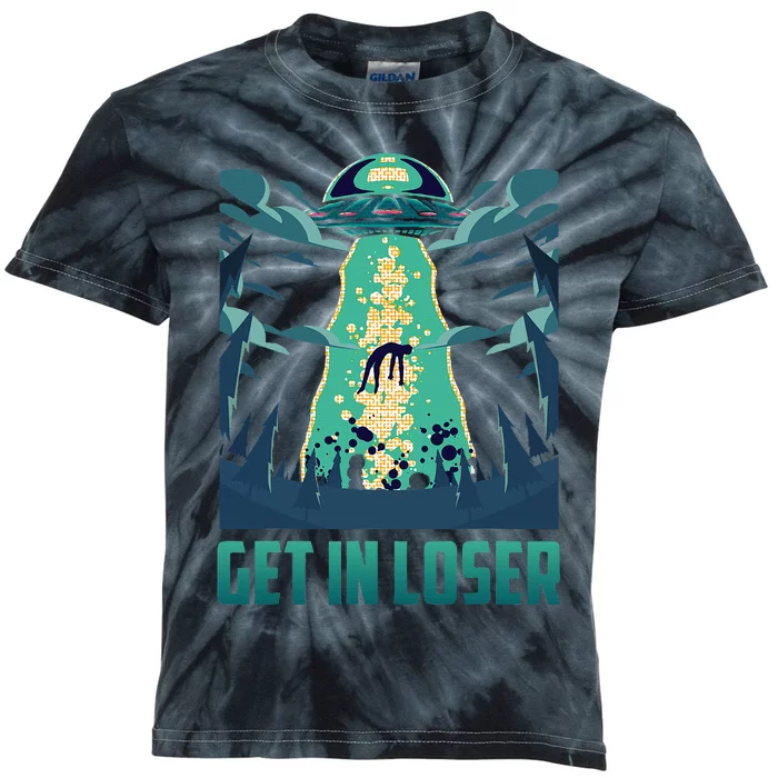 Get In Loser Funny Ufo Alien Kids Tie-Dye T-Shirt