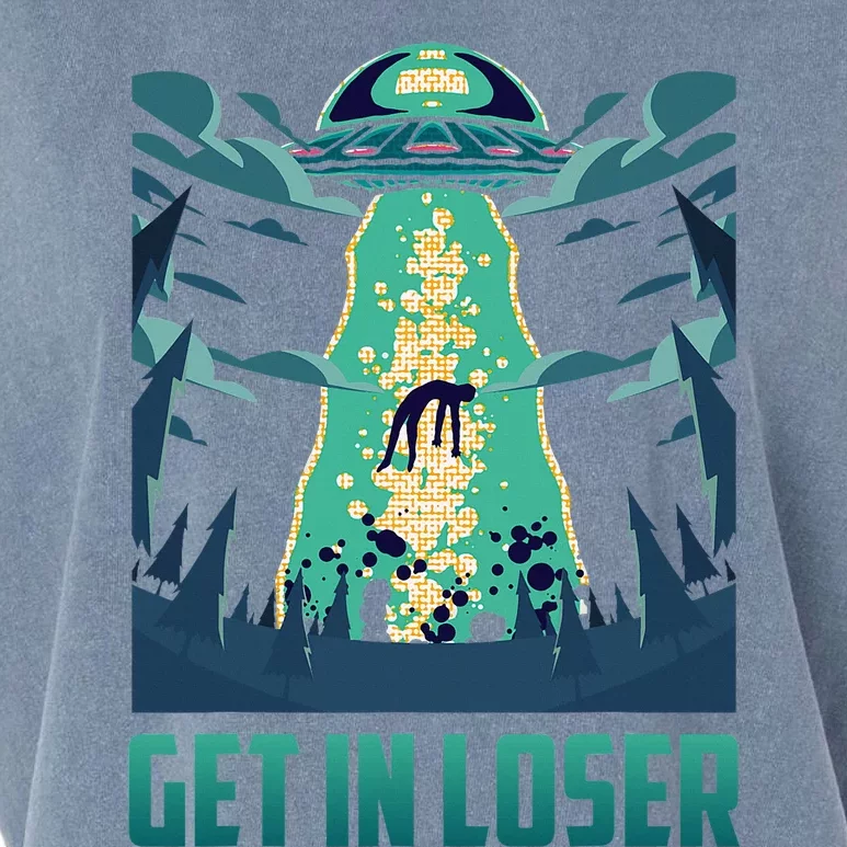 Get In Loser Funny Ufo Alien Garment-Dyed Women's Muscle Tee