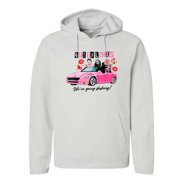 Get In Loser Were Going Slashing Horror Movie Performance Fleece Hoodie