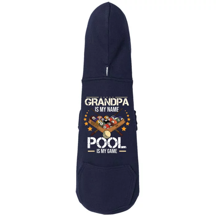 Grandpa Is My Name Pool Is My Game | Funny Billiard Player Doggie 3-End Fleece Hoodie