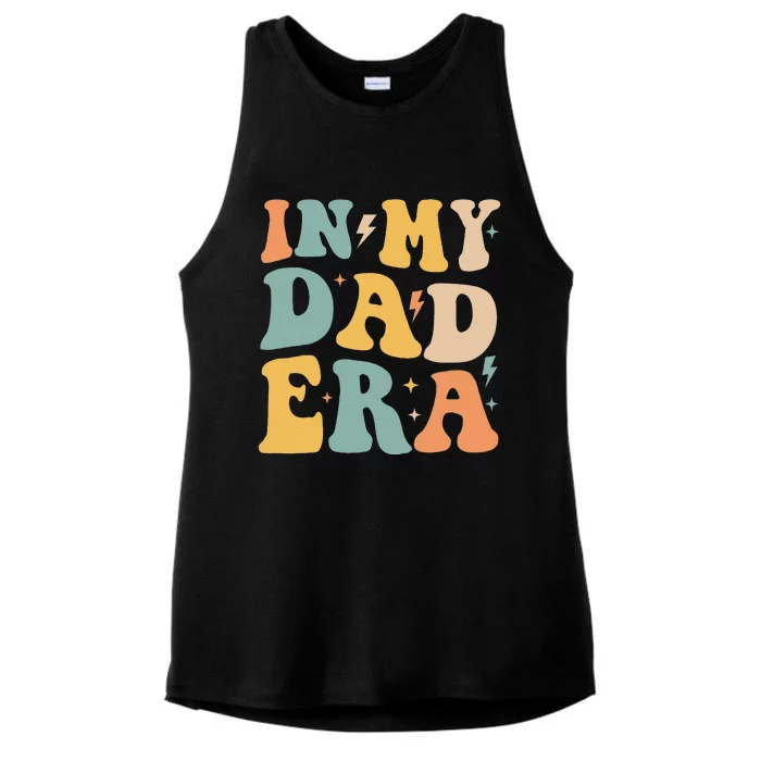 Groovy In My Dad Era Funny Dad Father Daddy Era Ladies Tri-Blend Wicking Tank