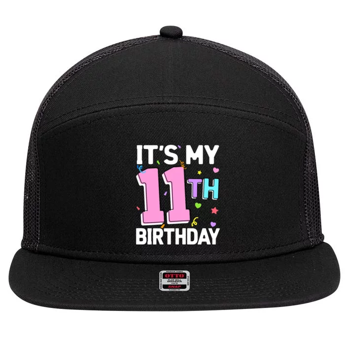 Girls ItS My 11th Birthday 11 Happy Birthday Eleven Party 7 Panel Mesh Trucker Snapback Hat