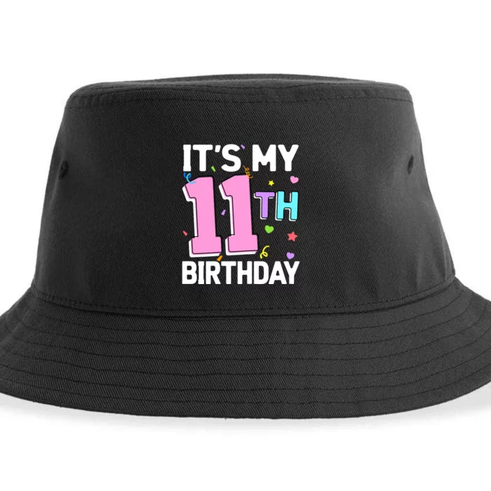 Girls ItS My 11th Birthday 11 Happy Birthday Eleven Party Sustainable Bucket Hat