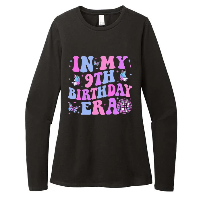 Groovy In My 9th Birthday Era Nine 9 Years Old Birthday Womens CVC Long Sleeve Shirt