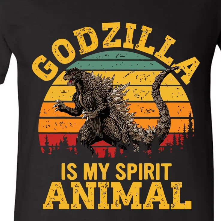 G.O.D.Z.I.L.L.A Is My Spirit Animal Retro V-Neck T-Shirt